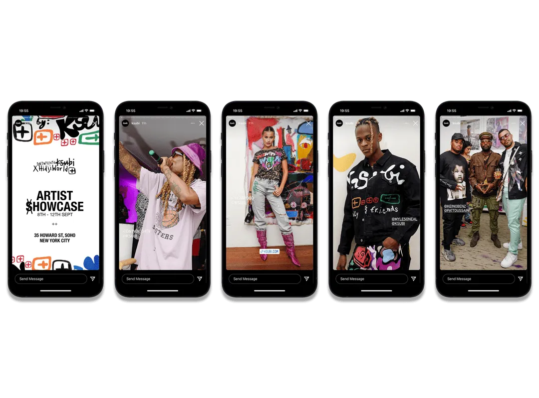 iPhone screens showing Instagram Stories of a Ksubi event