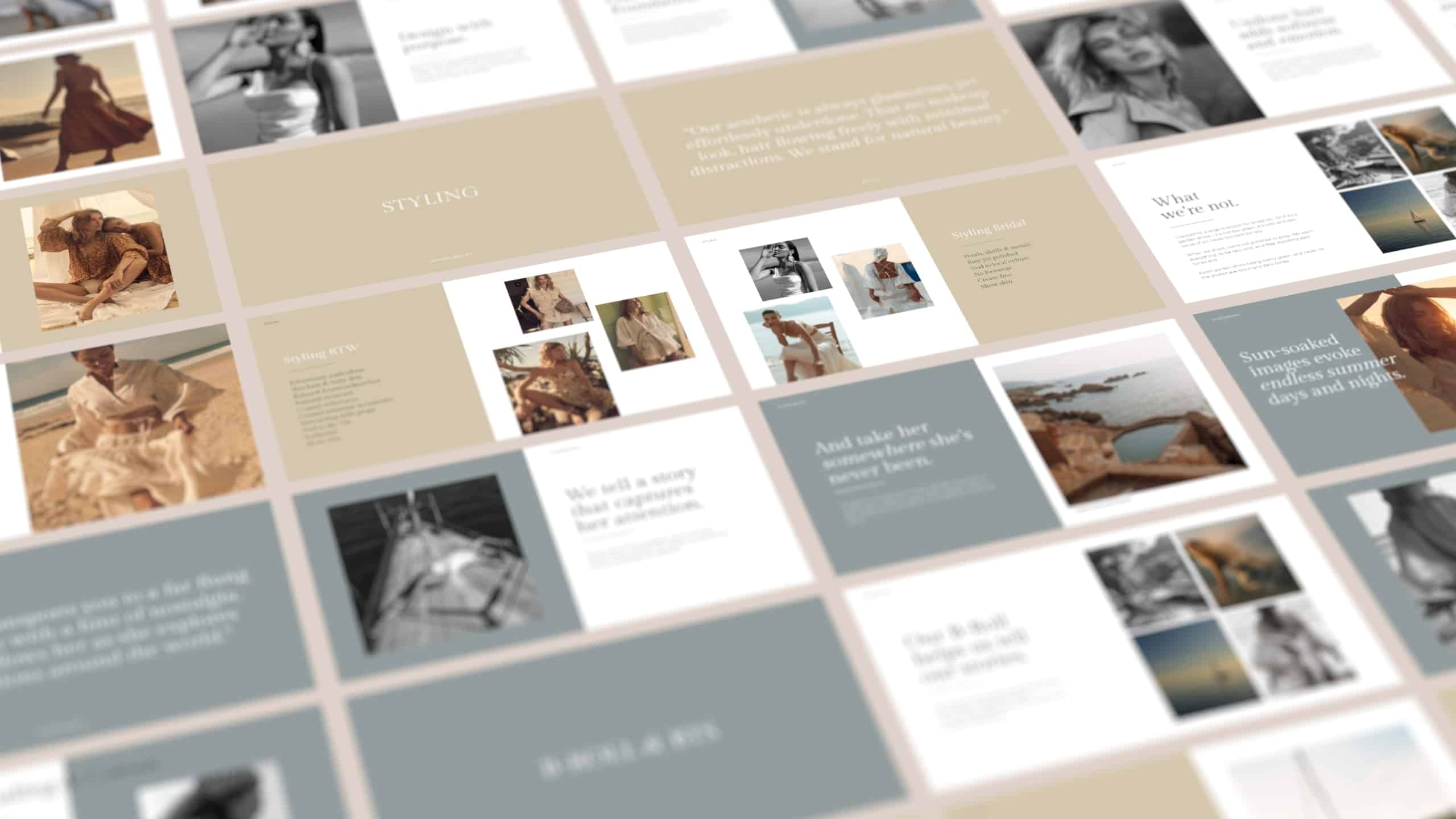 An image of multiple pages of the Shona Joy brand style guide document