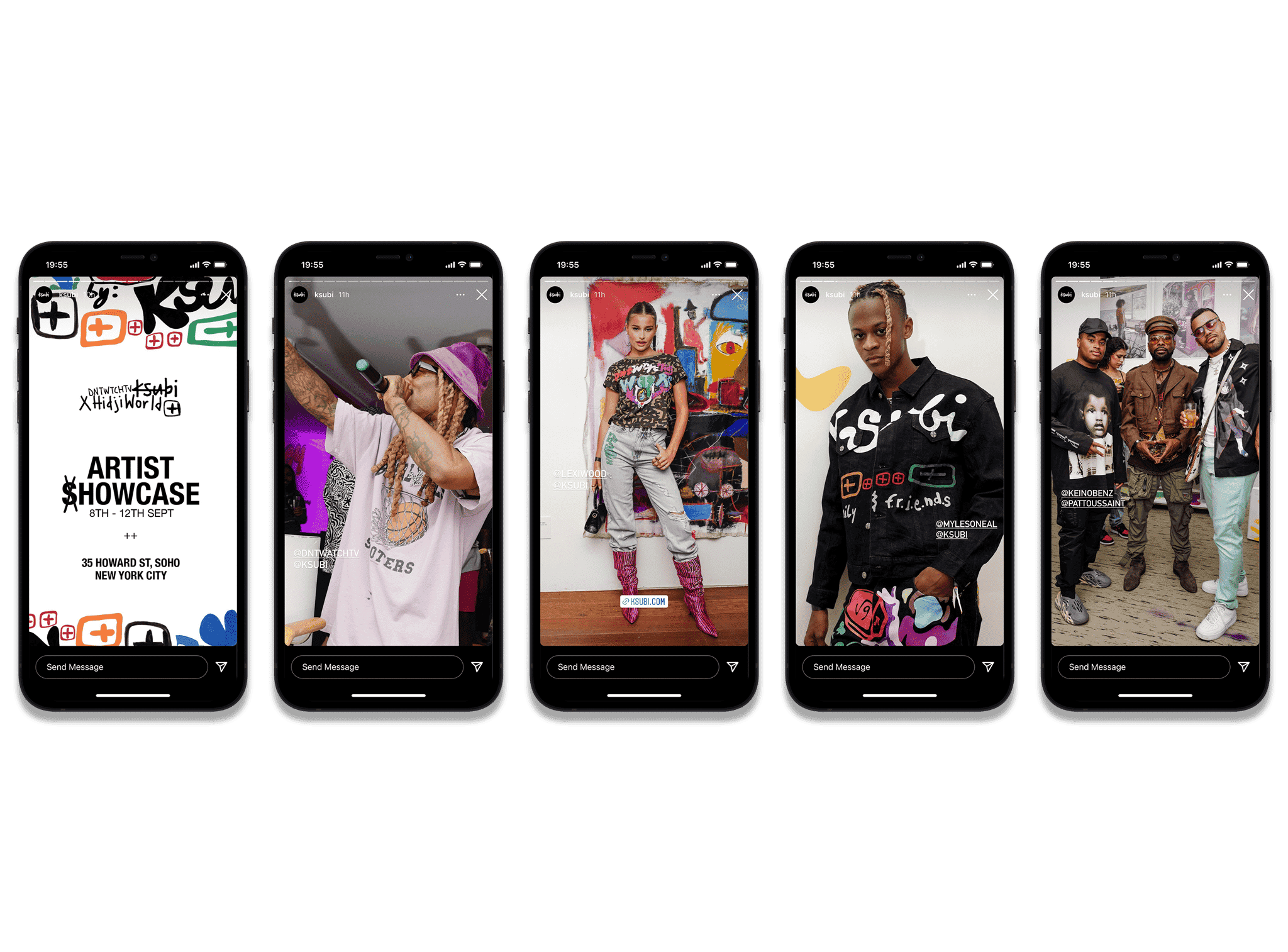 iPhone screens showing Instagram Stories of a Ksubi event