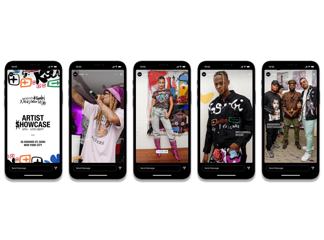 iPhone screens showing Instagram Stories of a Ksubi event